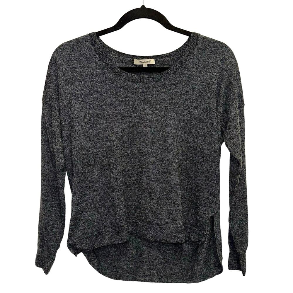Madewell Gray Long Sleeve Tee Small Soft Knit Hi Low Hem